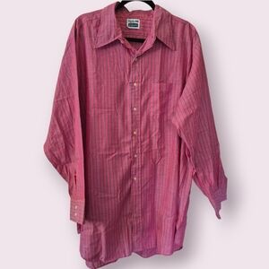 Vintage 70s Mens Longsleeve Pink Stripe Shirt 2xl